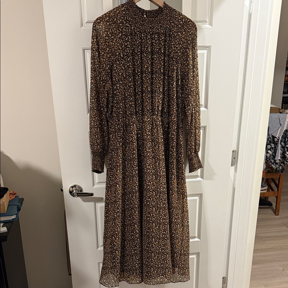 Madewell Long Sleeve Brown Floral Dress size XL